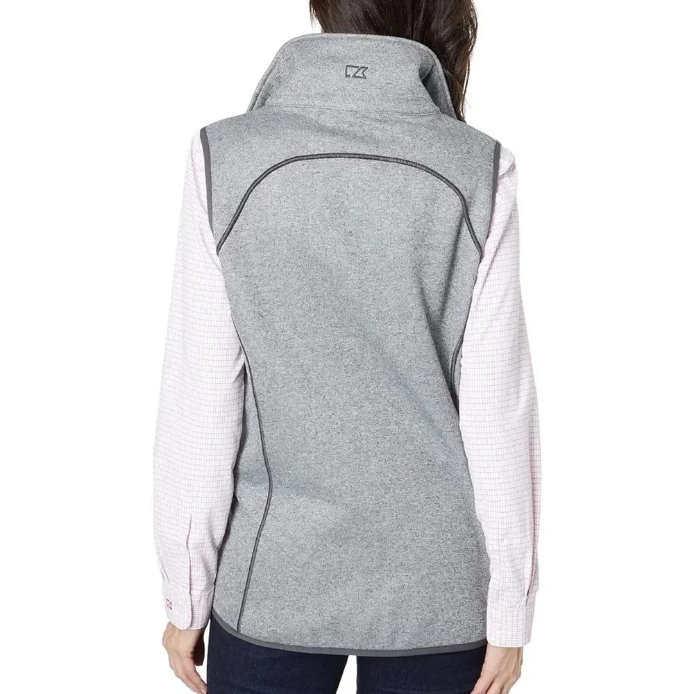 Cutter & Buck Mainsail Sweater Knit Womens Asymmetrical Vest in Gray Medium